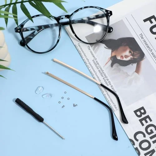 1 Pair Glasses Repair Kit with Screws Arm Replacement Sunglass Parts Arms Screw Glass Screwdriver Eyeglass Legs Temples(Golden) 3