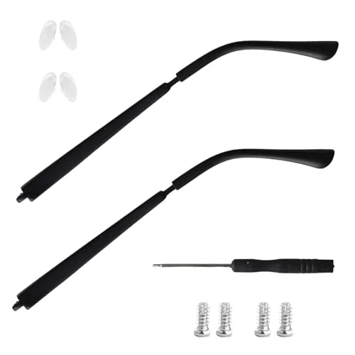 Glasses Arm Replacement Temples for Eyeglass Temple Arms Eyeglasses Parts DIY Universal Repair Kit, Easy to Replace (Matte Black)