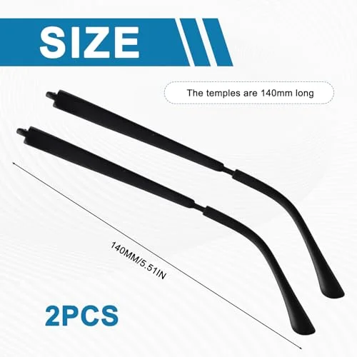 Glasses Arm Replacement Temples for Eyeglass Temple Arms Eyeglasses Parts DIY Universal Repair Kit, Easy to Replace (Matte Black) 2