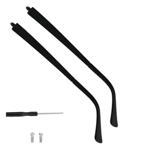 UPIONIC Glasses Replacement Temple, TR90 Eyeglass Arms Legs Replacement, Universal Eyeglasses Repair Kit, DIY Temples for Glasses with Screws (1 Pair, Matte Black)